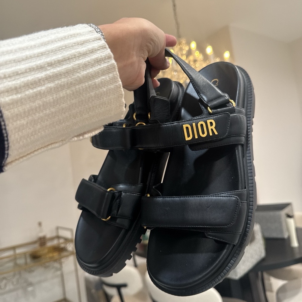 Dior Black Sandals with Gold Logo